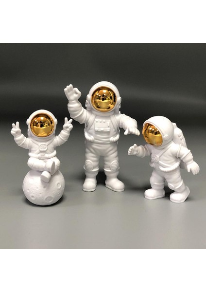 3pcs Astronot Figürinler Minyatürler Uzaylı Dekoratif Koleksiyonlar El Sanatları Altın (Yurt Dışından)