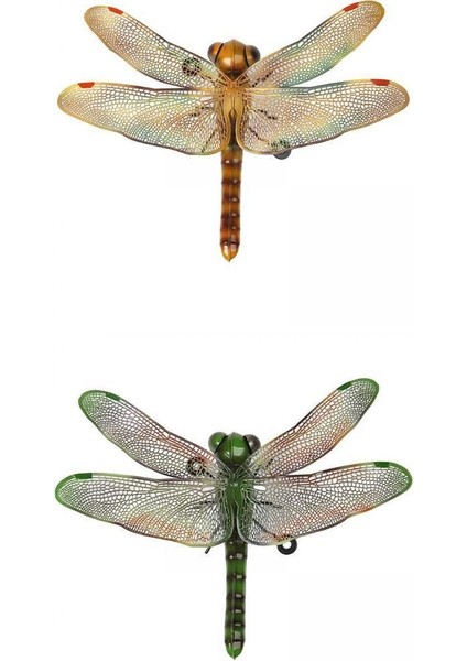 2pieces Dragonfly Dekorasyonları Bahçe Kapısı Çit Için Duvar Heykelleri Sundurma Sarı ve Yeşil (Yurt Dışından)