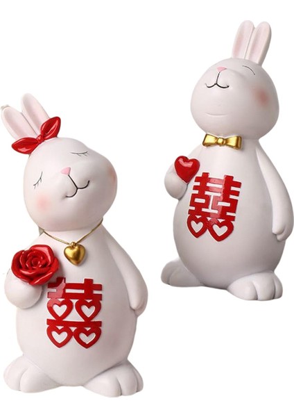 Modern Çift Tavşan Süs Heykel Dekorasyonu (Yurt Dışından)
