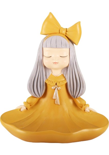 Reçine Kız Heykeli Depolama Tepsisi Dekorasyon Süsleri Takı Ofis Masası Sarı (Yurt Dışından) fiyatları