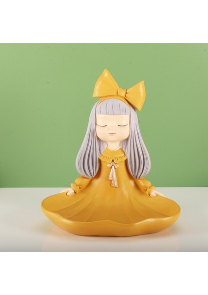 Reçine Kız Heykeli Depolama Tepsisi Dekorasyon Süsleri Takı Ofis Masası Sarı (Yurt Dışından) modelleri