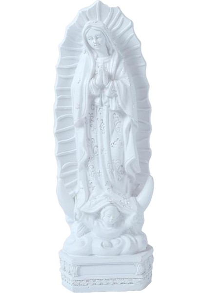 Katolik Madonna Aziz Heykel Figür Masa Reçine Heykeli Heykelcik Beyaz (Yurt Dışından)