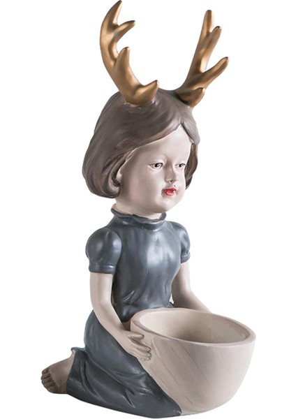 Kız Heykel Sevimli Boynuz Kız Tasarım Hediyeler Ev Masası Masası Gri Için Etli Tencere (Yurt Dışından) fiyatları