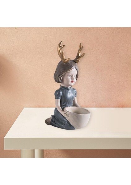 Kız Heykel Sevimli Boynuz Kız Tasarım Hediyeler Ev Masası Masası Gri Için Etli Tencere (Yurt Dışından) fırsatları