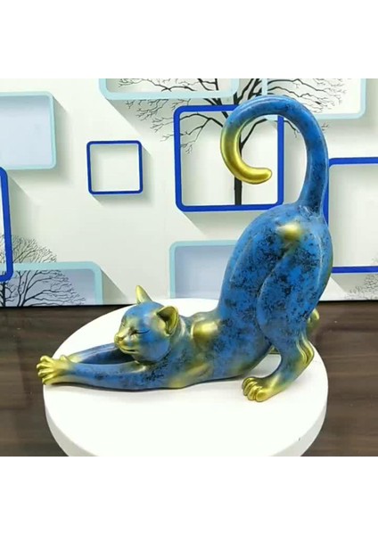 Reçine Kedi Heykelcik Kedi Heykelcik Dekor Hayvan Heykeli Mavi (Yurt Dışından) fiyatları