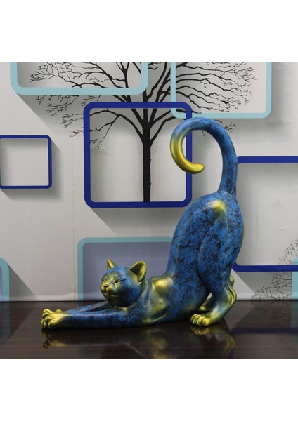 Reçine Kedi Heykelcik Kedi Heykelcik Dekor Hayvan Heykeli Mavi (Yurt Dışından) indirimleri