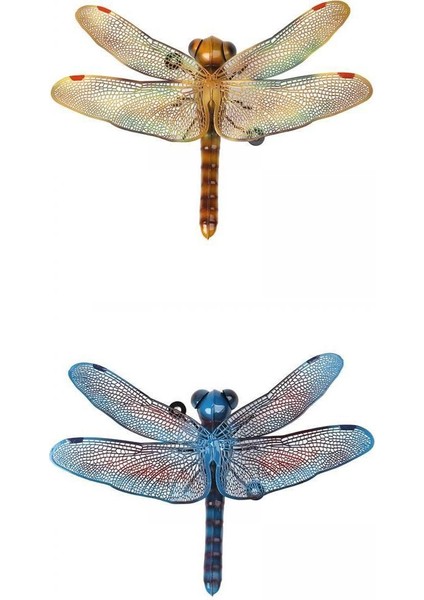 2pieces Dragonfly Dekorasyonları Bahçe Kapısı Çit Için Duvar Heykelleri Sundurma Sarı ve Mavi (Yurt Dışından)