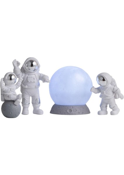 4x Astronot Heykel Figürü Uzaylı Heykelcik Dekor Beyaz (Yurt Dışından)