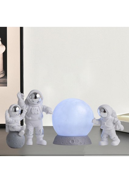 4x Astronot Heykel Figürü Uzaylı Heykelcik Dekor Beyaz (Yurt Dışından)