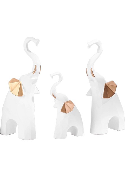 3x Yaratıcı Fil Heykelleri Reçine Hayvan Model Heykeli Ev Dekoru Beyaz (Yurt Dışından) fiyatları