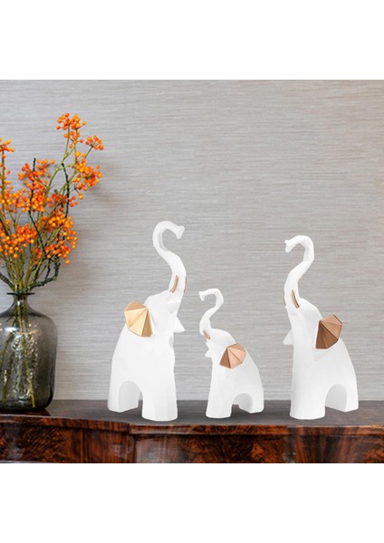 3x Yaratıcı Fil Heykelleri Reçine Hayvan Model Heykeli Ev Dekoru Beyaz (Yurt Dışından) indirimleri