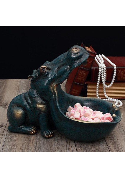 Hippo Depolama Tepsisi Heykeli El Sanatları Ev Ofisi Dekorasyon Mavi (Yurt Dışından) fiyatları