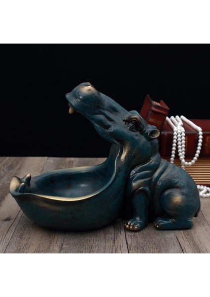 Hippo Depolama Tepsisi Heykeli El Sanatları Ev Ofisi Dekorasyon Mavi (Yurt Dışından) modelleri
