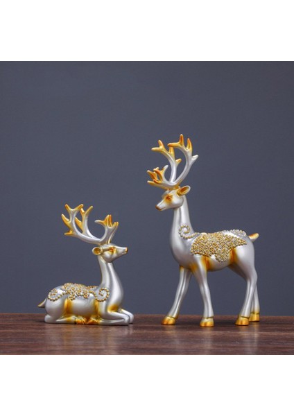 2x Ren Geyiği Geyik Heykeli Hayvan Süsleme Masası Kitaplık Evi (Yurt Dışından) modelleri