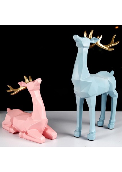 2pcs Geyik Heykeli Rhombus Ren Geyiği Sevgilisi Heykel Raf Figürin Süslemesi (Yurt Dışından) modelleri