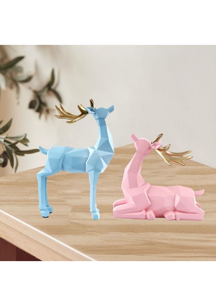 2pcs Geyik Heykeli Rhombus Ren Geyiği Sevgilisi Heykel Raf Figürin Süslemesi (Yurt Dışından) fırsatları