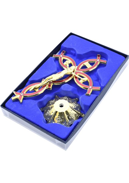 Haç Figürin Isa Mesih, Kilise Şapel Dekoru Için Çapraz Heykel Metalinde Kırmızı (Yurt Dışından)