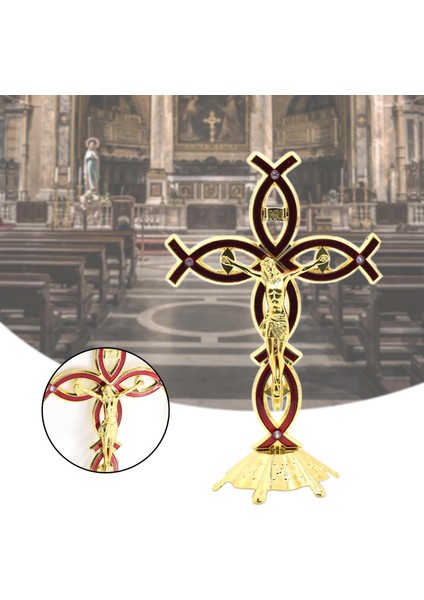 Haç Figürin Isa Mesih, Kilise Şapel Dekoru Için Çapraz Heykel Metalinde Kırmızı (Yurt Dışından) modelleri