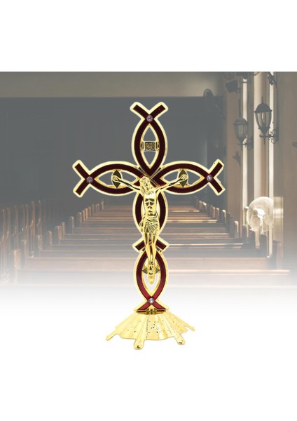 Haç Figürin Isa Mesih, Kilise Şapel Dekoru Için Çapraz Heykel Metalinde Kırmızı (Yurt Dışından) fırsatları