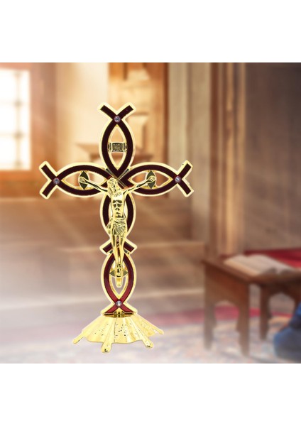 Haç Figürin Isa Mesih, Kilise Şapel Dekoru Için Çapraz Heykel Metalinde Kırmızı (Yurt Dışından) indirimleri