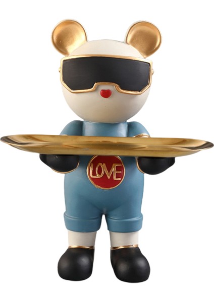 Sevimli Ayı Heykel Tuşları Depolama Tepsisi Reçine Takılar Şeker Tezgahı Sundurma Bej Mavi (Yurt Dışından) fiyatları