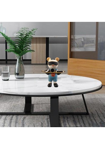 Sevimli Ayı Heykel Tuşları Depolama Tepsisi Reçine Takılar Şeker Tezgahı Sundurma Bej Mavi (Yurt Dışından) modelleri