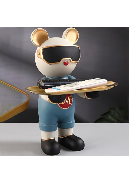 Sevimli Ayı Heykel Tuşları Depolama Tepsisi Reçine Takılar Şeker Tezgahı Sundurma Bej Mavi (Yurt Dışından) fırsatları