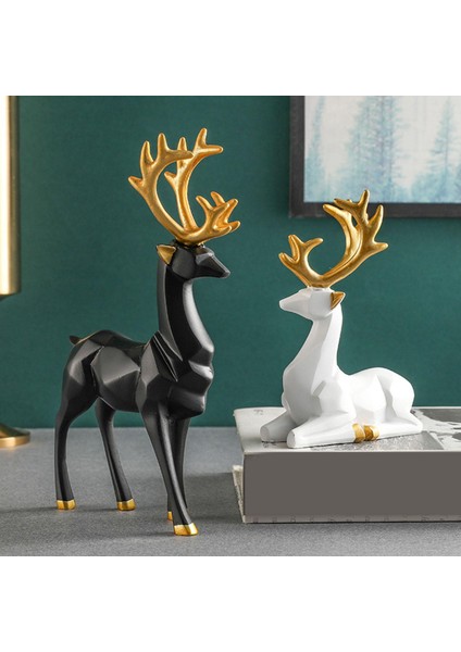 2x Ren Geyiği Heykelleri Heykelcik Sevgilisi Geyik Heykelleri Araba Iç Dekor Duran Siyah S (Yurt Dışından) modelleri