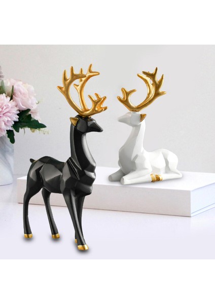 2x Ren Geyiği Heykelleri Heykelcik Sevgilisi Geyik Heykelleri Araba Iç Dekor Duran Siyah S (Yurt Dışından) fırsatları