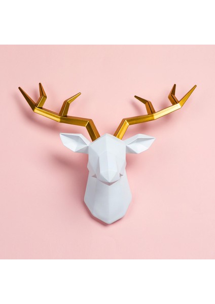 3D Reçine Heykeli Figürinler Heykel Yemek Odası Vurgu Geyik Baş Duvar Dekor (Yurt Dışından)