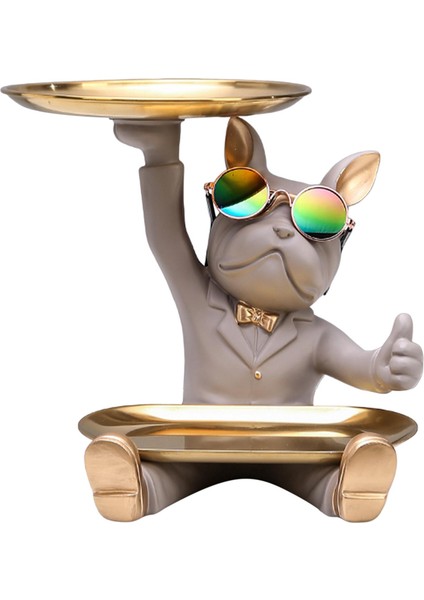 Koridor Grisi Için Tepsi Takı Depolama ile Fransız Heykel Köpek Heykeli (Yurt Dışından)