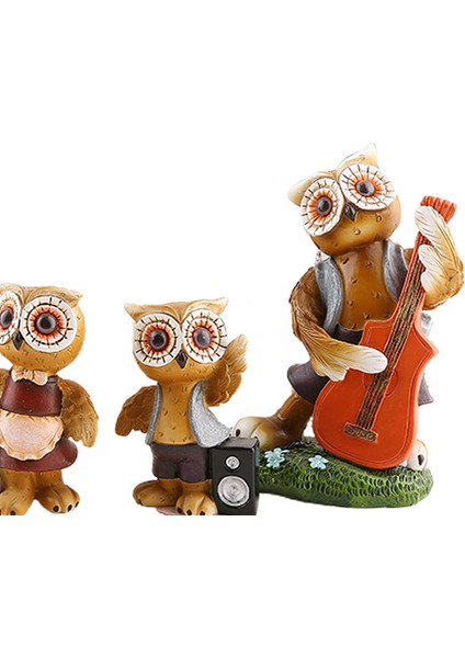 4pcs Reçine Sanat Şarkı Söyleyen Baykuşlar Heykel Süsleme Figürin Heykel Fotoğraf Props (Yurt Dışından) fiyatları