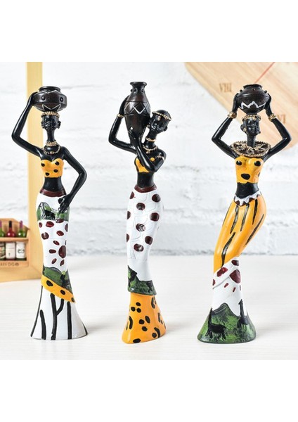 Ayakta Duran Afrika Figür Heykel Kabile Bayan Heykeli Koleksiyon Sarı (Yurt Dışından) fiyatları