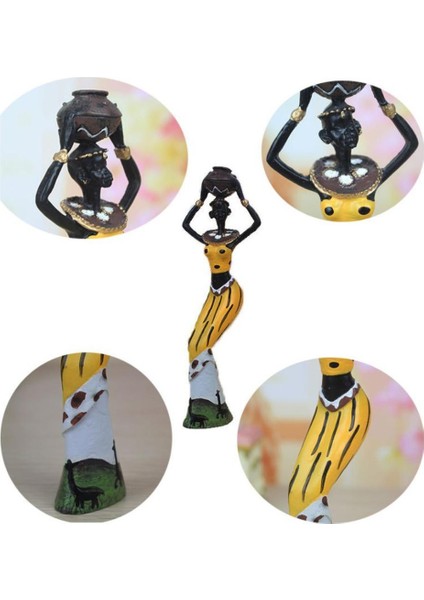 Ayakta Duran Afrika Figür Heykel Kabile Bayan Heykeli Koleksiyon Sarı (Yurt Dışından) modelleri