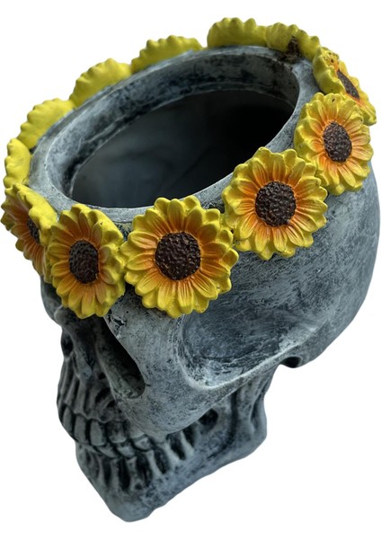 Kafatası Flowerpot Reçine Artware Succulents Ekici Pot Home Cadılar Bayramı Güneş Çiçeği (Yurt Dışından)