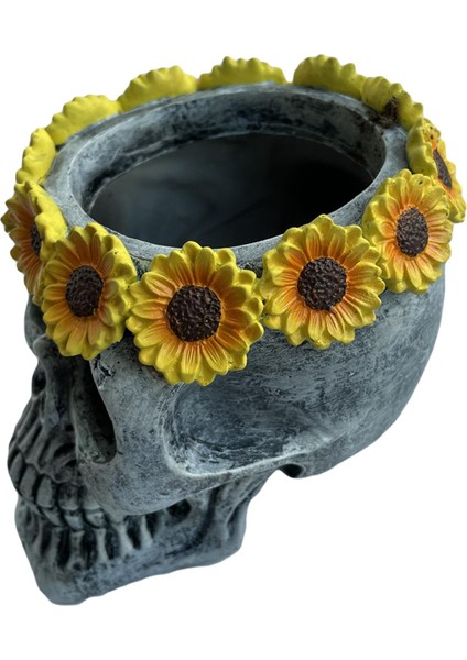 Kafatası Flowerpot Reçine Artware Succulents Ekici Pot Home Cadılar Bayramı Güneş Çiçeği (Yurt Dışından) fiyatları