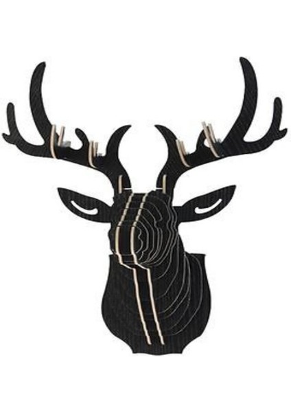 3D Ahşap Bulma Modeli Elk Geyik Head Heykel Süs Duvar Sanat Dekoru - Siyah (Yurt Dışından)