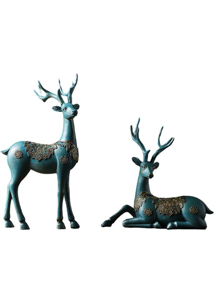 2pcs Geyik Heykelleri Ren Geyiği Heykelleri Ev Dekoru Dekoratif Geyik Figürinleri Bronz (Yurt Dışından)