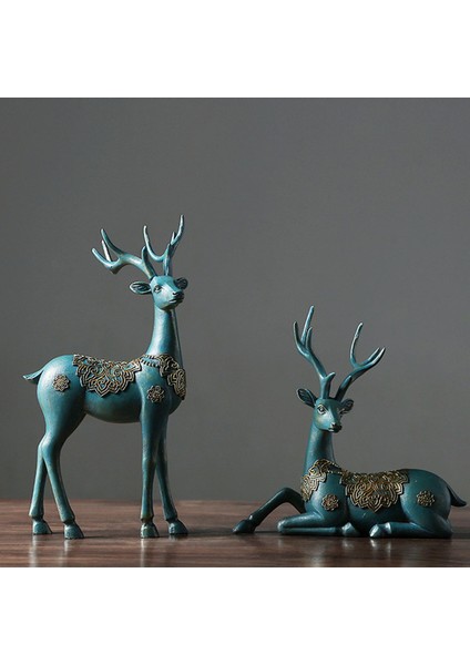 2pcs Geyik Heykelleri Ren Geyiği Heykelleri Ev Dekoru Dekoratif Geyik Figürinleri Bronz (Yurt Dışından) fiyatları