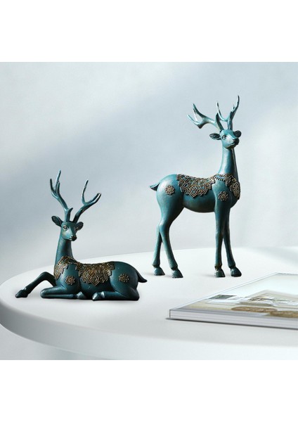 2pcs Geyik Heykelleri Ren Geyiği Heykelleri Ev Dekoru Dekoratif Geyik Figürinleri Bronz (Yurt Dışından) modelleri