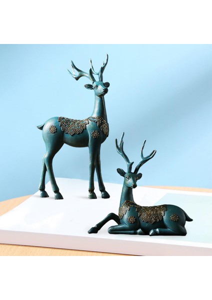 2pcs Geyik Heykelleri Ren Geyiği Heykelleri Ev Dekoru Dekoratif Geyik Figürinleri Bronz (Yurt Dışından) indirimleri