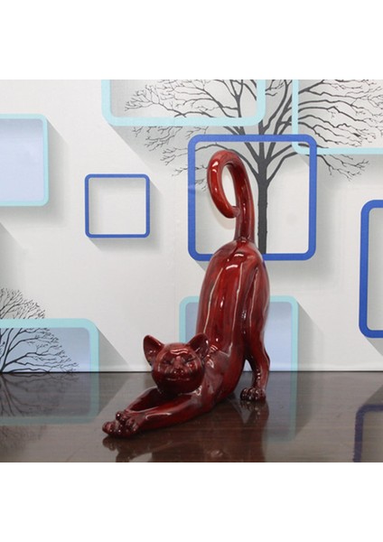 Sevimli Güzel Kedi Figüre Hayvan Kedi Heykel Figürin Heykel Süslemesi Kırmızı (Yurt Dışından) modelleri