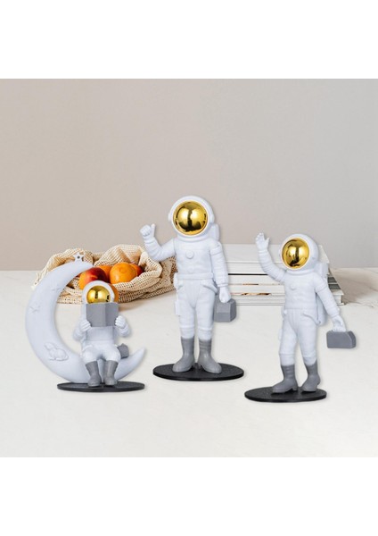 3pcs Astronot Figürin Masa Santrali Dekorasyon Oyuncak Doğum Günü Kek Hediyesi Altın (Yurt Dışından)
