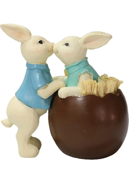 Tavşan Heykeli Paskalya Tavşanı Minyatür Figünler Doğün Partisi Çocuk Çift Tavşan (Yurt Dışından)