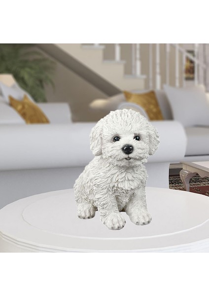 Köpek Heykel Reçine Heykel Süsleme Ev Masası Oturma Odası Beyaz (Yurt Dışından)