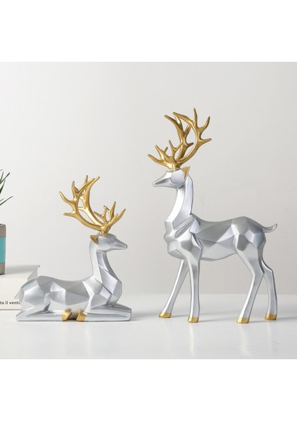 2 Adet Reçine Geyik Heykelcik Dekorasyon Heykeli (Yurt Dışından) fırsatları