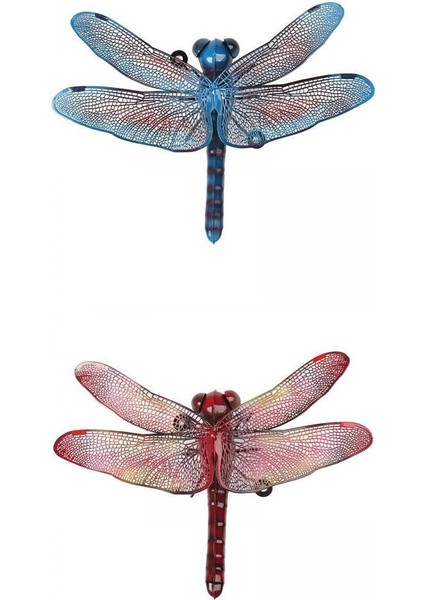 2pieces Yusufçuk Dekorasyonları Bahçe Kapısı Çit Sundurma Mavi ve Kırmızı Için Duvar Heykelleri (Yurt Dışından)