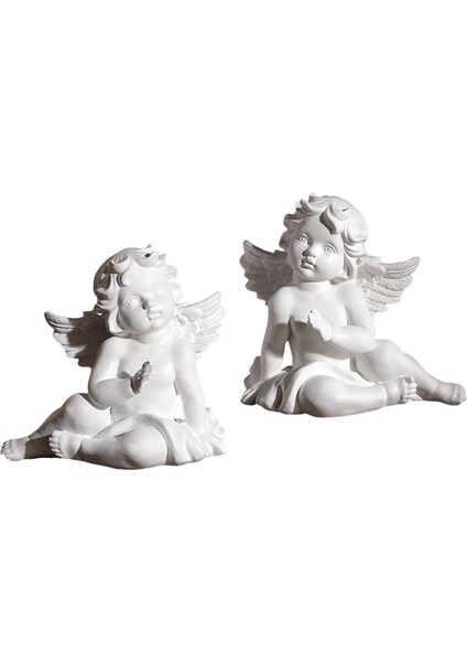 2x Angel Heykel Figürinleri Cherub Heykel El Yapımı Koleksiyon Dekor S 9.5X6X8.5CM (Yurt Dışından)