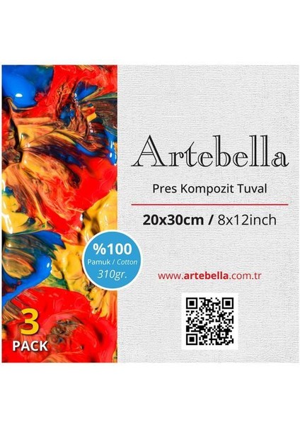 20X30 cm Pres Kompozit Tuval 3'lü Set
