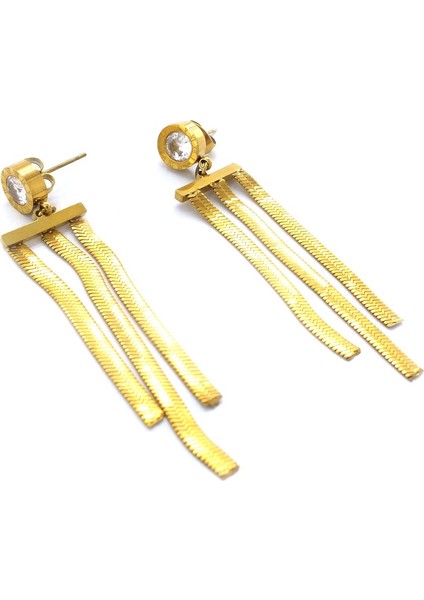 Altın Kaplam Italyan Model Zirkon Taşlı Küpe UNK-609